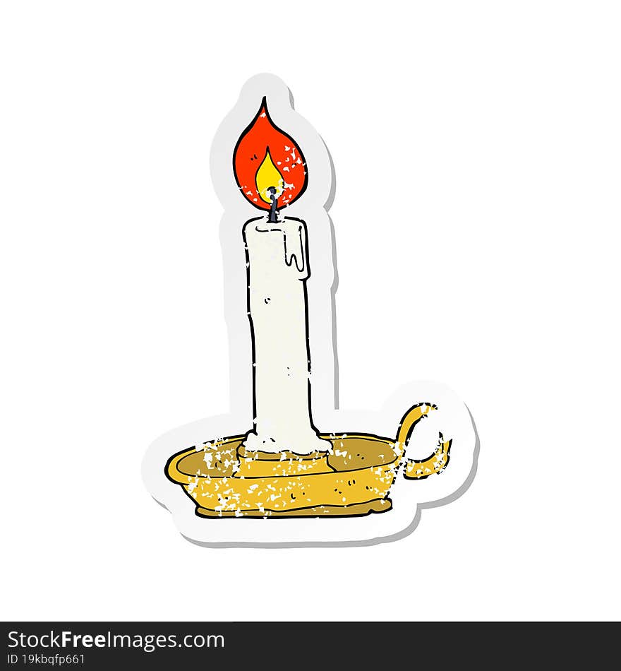 retro distressed sticker of a cartoon burning candle