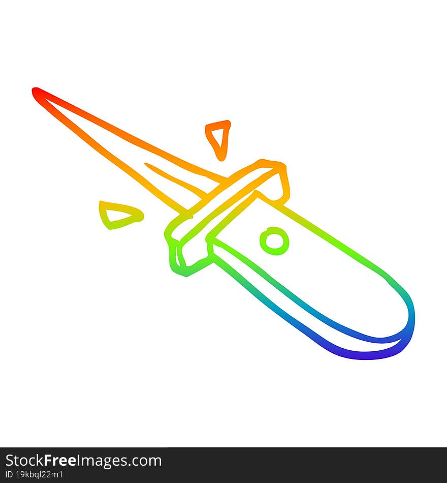 rainbow gradient line drawing cartoon flick knife