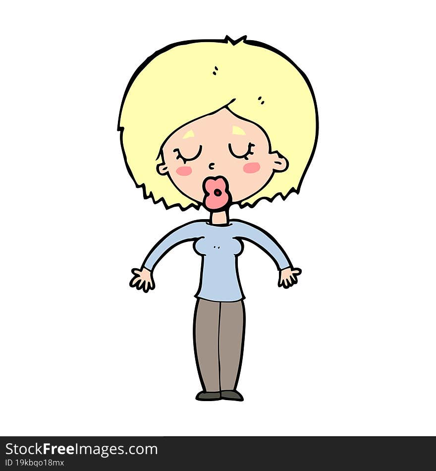 cartoon woman with closed eyes