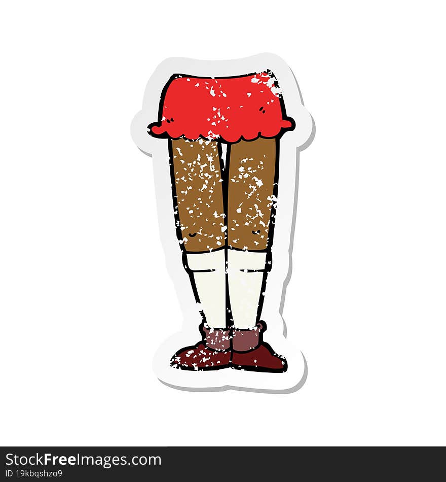 retro distressed sticker of a cartoon female legs