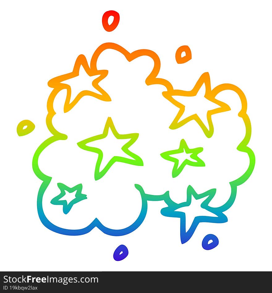 Rainbow Gradient Line Drawing Cartoon Magical Cloud