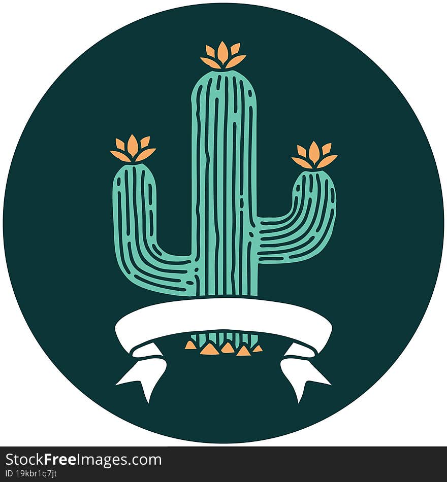 icon with banner of a cactus