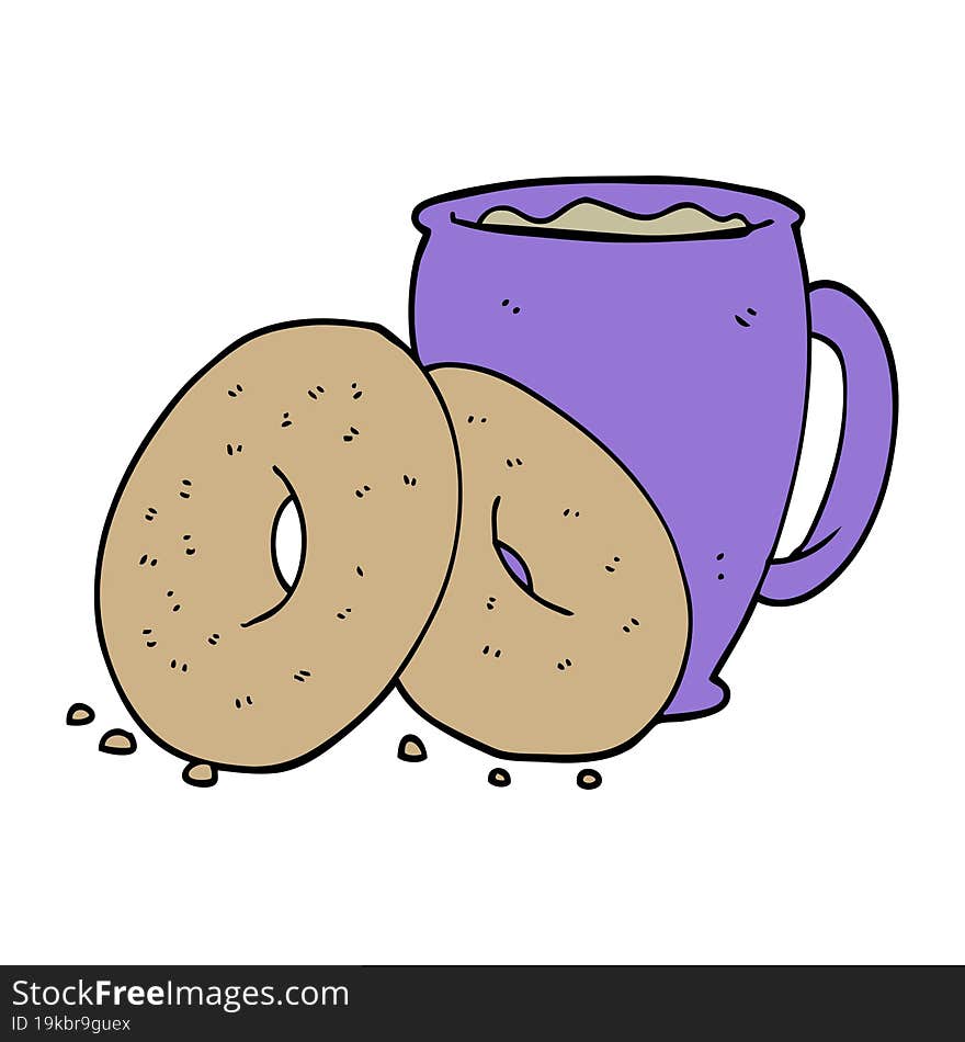 cartoon coffee and donuts