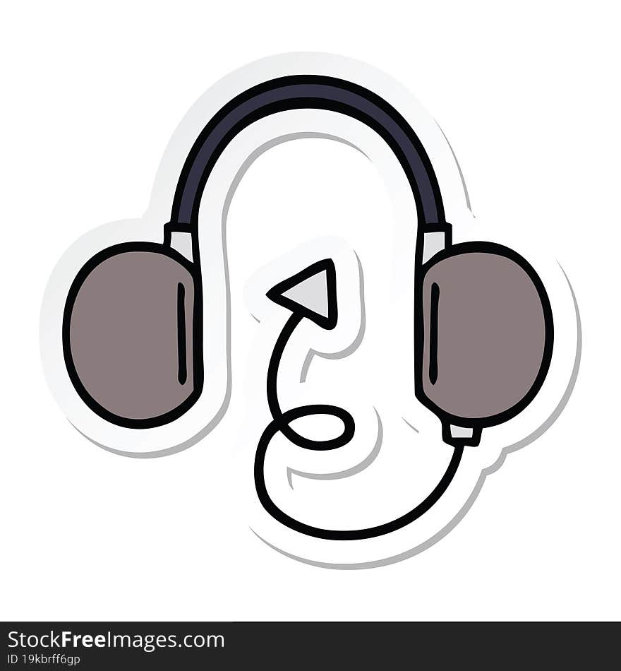 sticker of a cute cartoon retro headphone