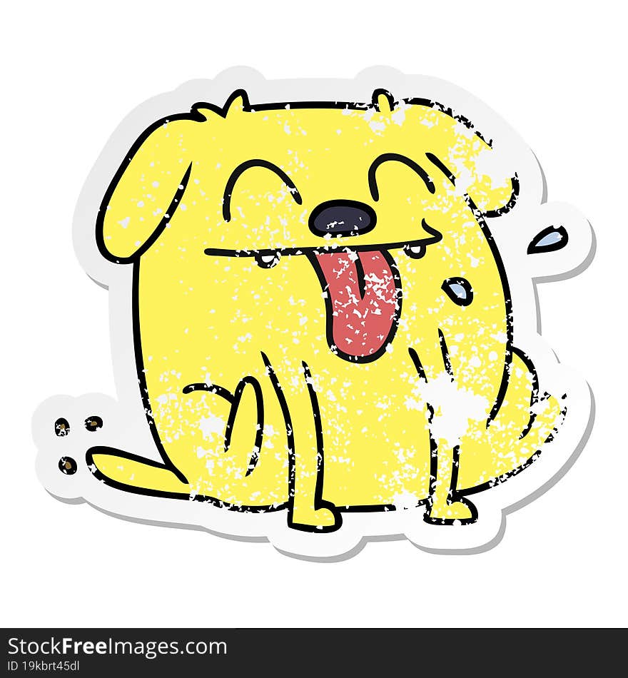 freehand drawn distressed sticker cartoon of cute kawaii dog