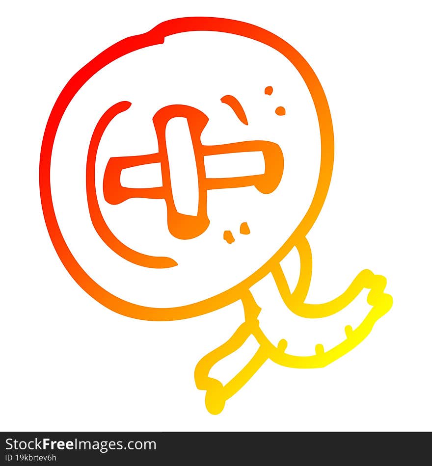 warm gradient line drawing cartoon button