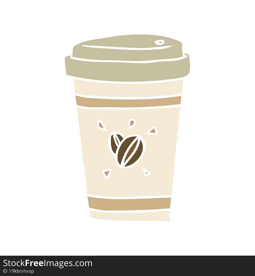 flat color style cartoon takeout coffee. flat color style cartoon takeout coffee