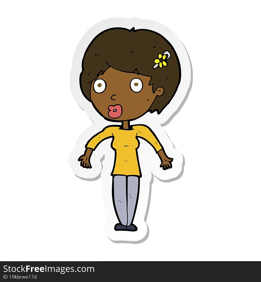 sticker of a cartoon shocked woman