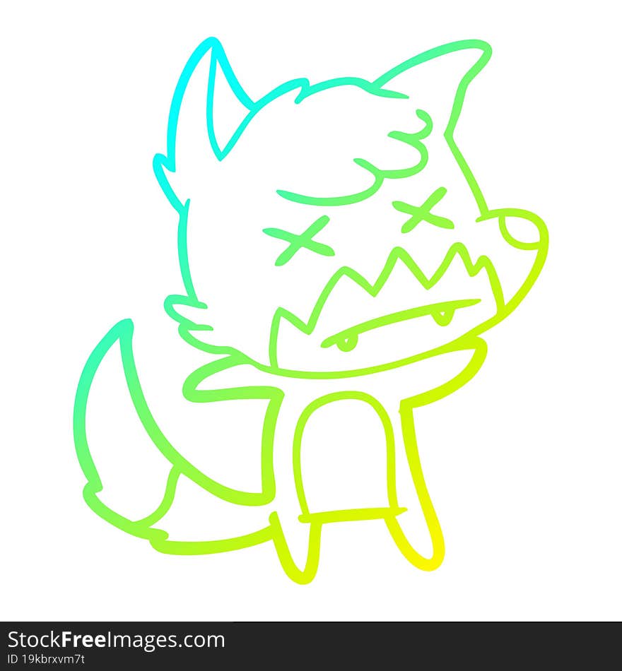 Cold Gradient Line Drawing Cartoon Dead Fox