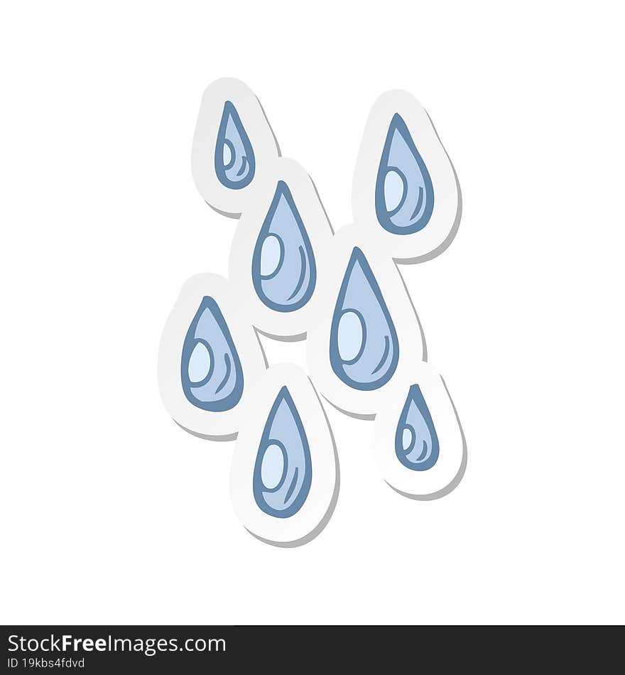 sticker of a cartoon raindrops