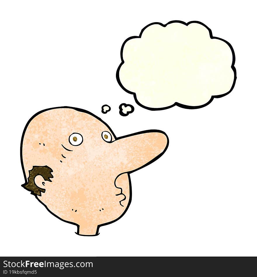 cartoon balding man with thought bubble