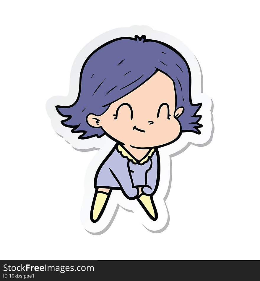 sticker of a cartoon friendly girl