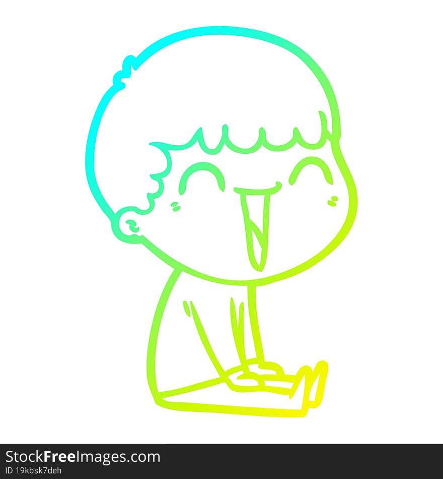 Cold Gradient Line Drawing Cartoon Happy Man