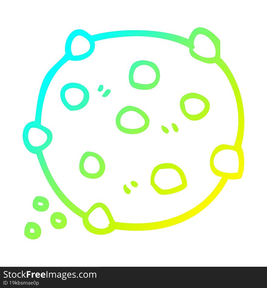 cold gradient line drawing cartoon chocolate chip cookie