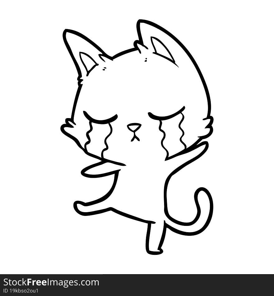 crying cartoon cat performing a dance. crying cartoon cat performing a dance