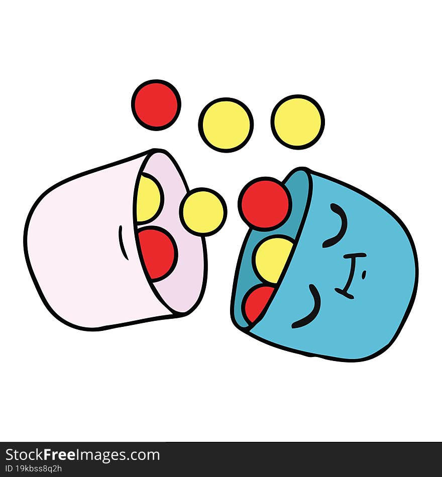 cartoon of a smiling pill