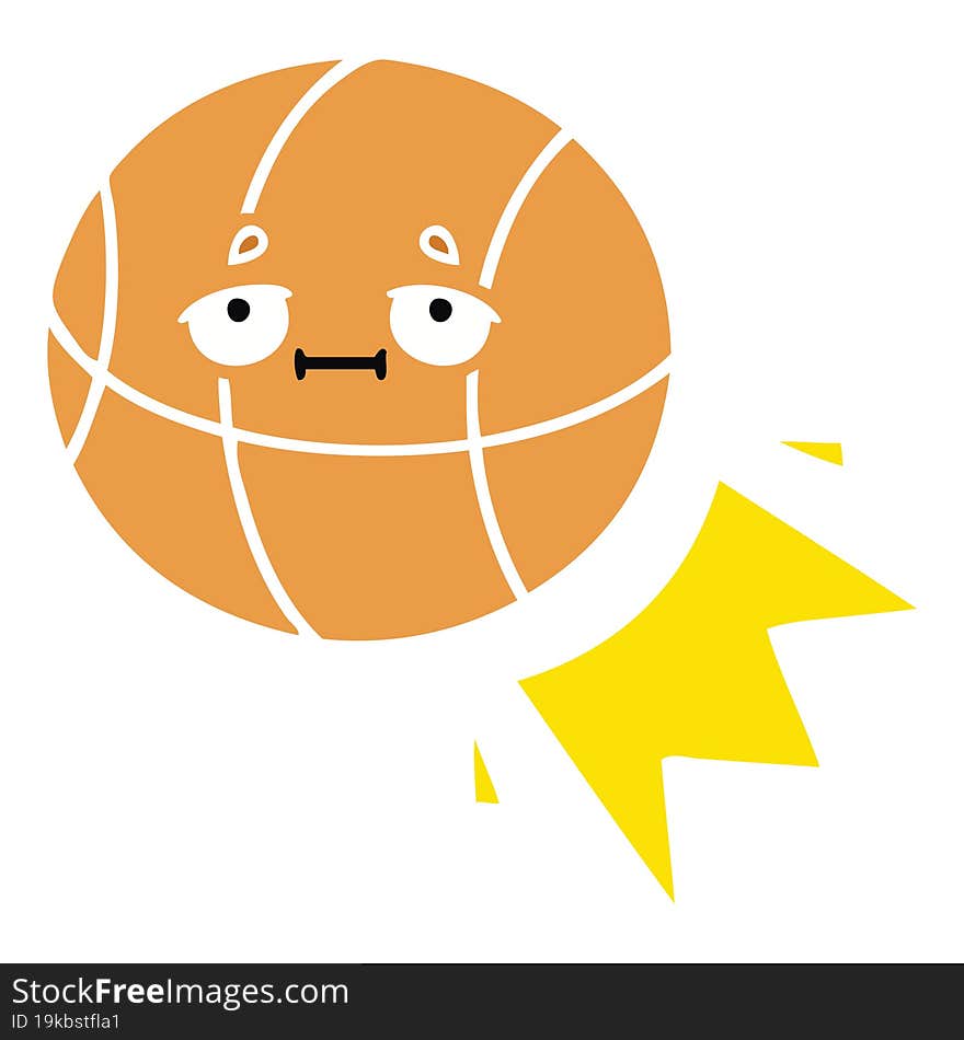 flat color retro cartoon of a basketball