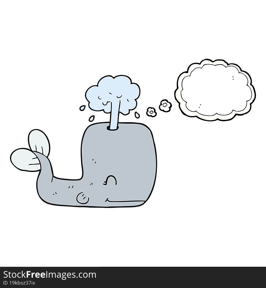 Thought Bubble Cartoon Whale Spouting Water