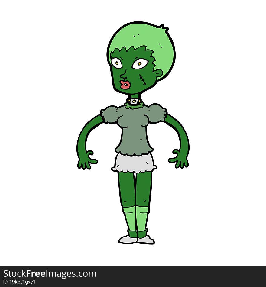 cartoon zombie monster woman