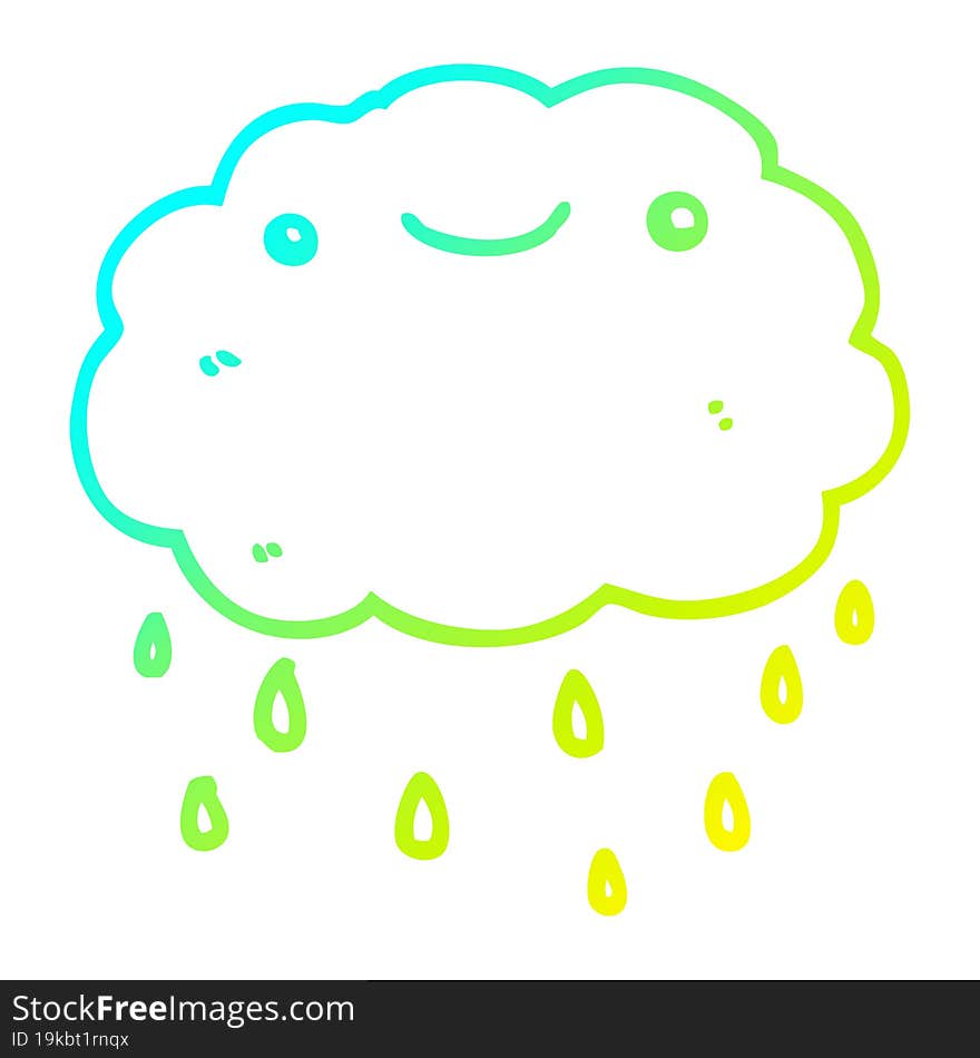 cold gradient line drawing of a cartoon cloud