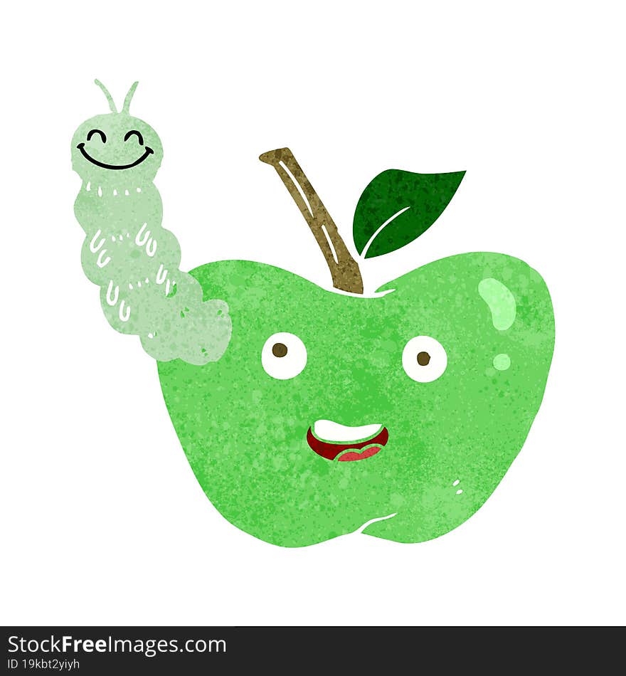 Cartoon Apple With Bug