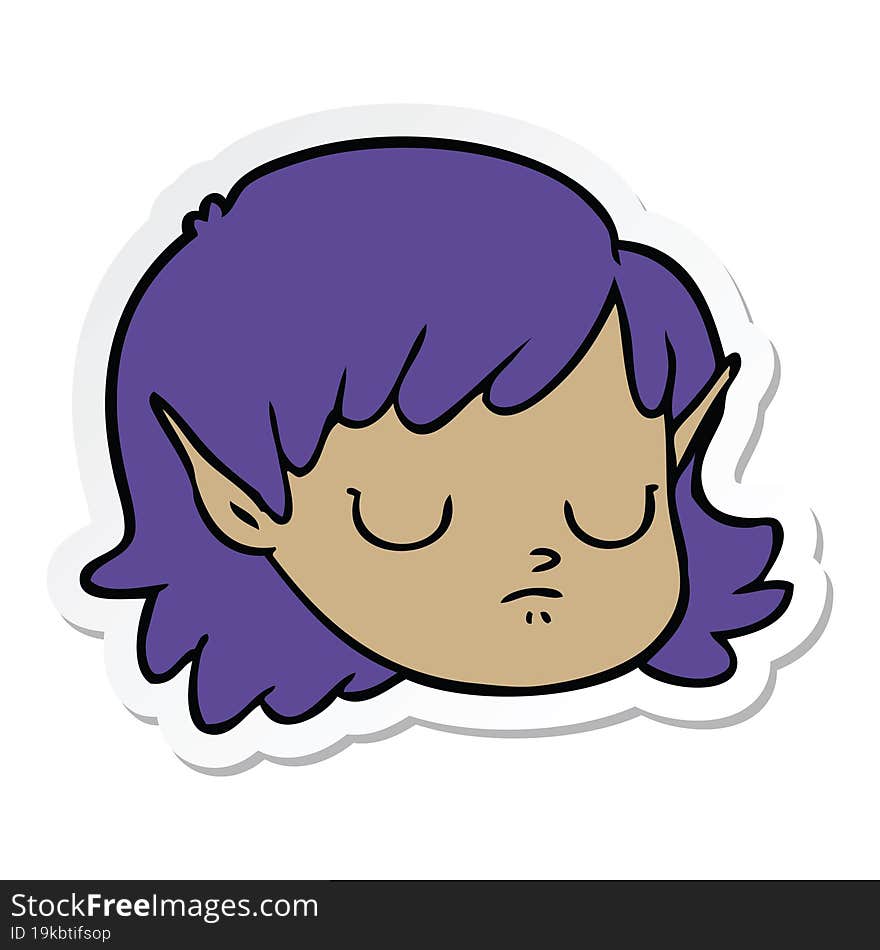 sticker of a cartoon elf girl