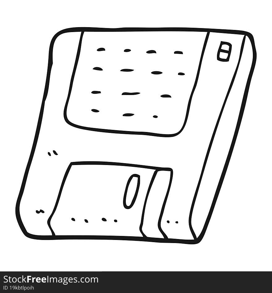 Black And White Cartoon Old Computer Disk