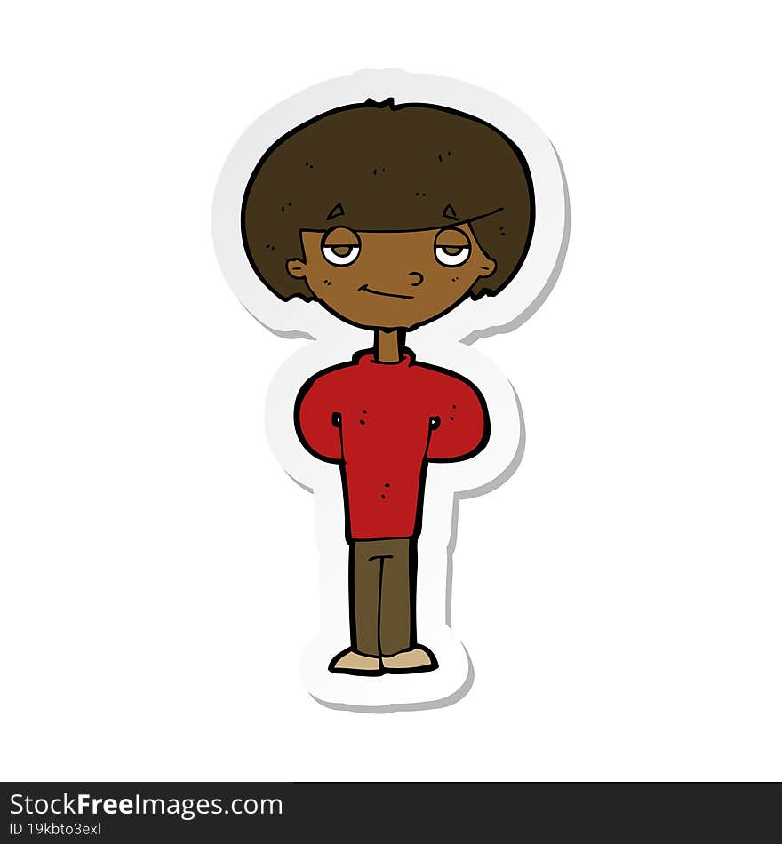 Sticker Of A Cartoon Happy Man