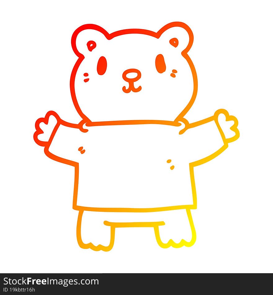 warm gradient line drawing cartoon teddy bear