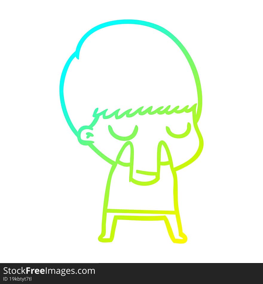 cold gradient line drawing cartoon calm boy