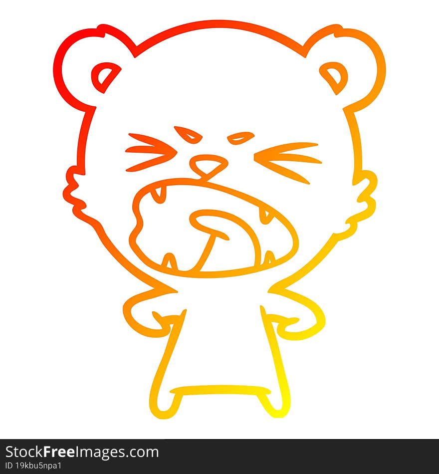 warm gradient line drawing angry cartoon bear