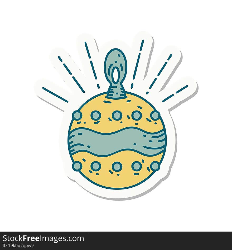 sticker of tattoo style christmas ornament