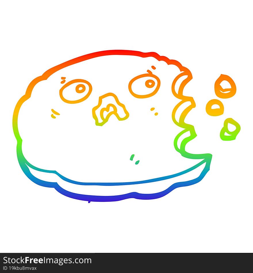 rainbow gradient line drawing cartoon cookie