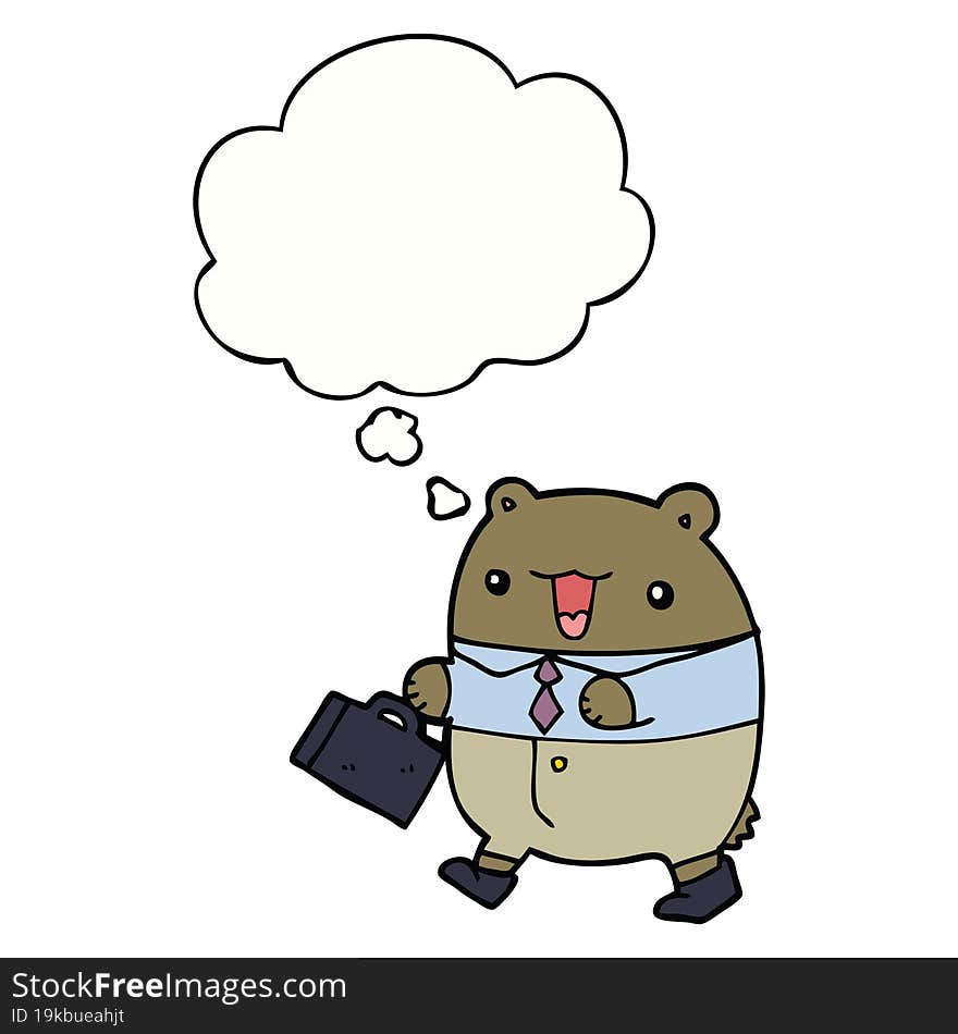 cute cartoon business bear and thought bubble