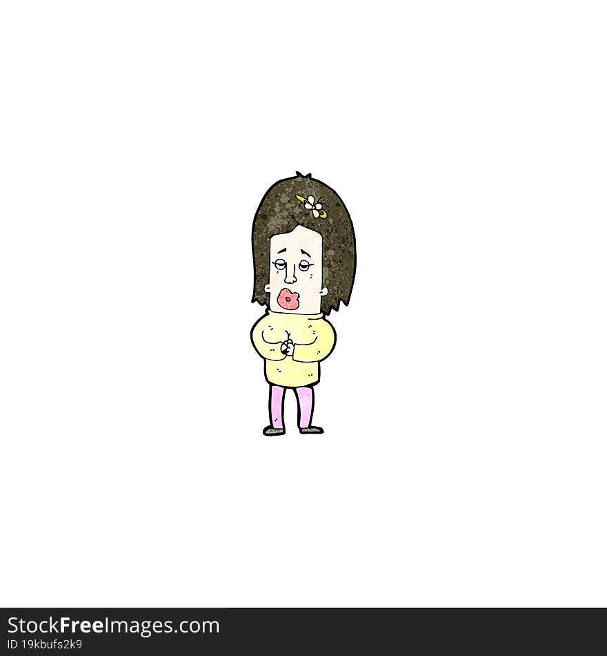 cartoon woman ringing hands