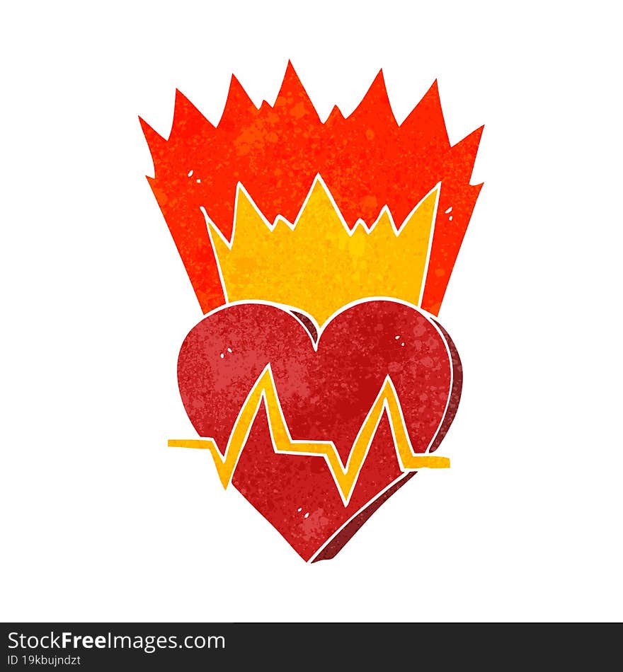 freehand retro cartoon heart rate