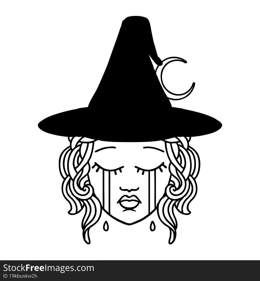 Crying Human Witch Character Illustration