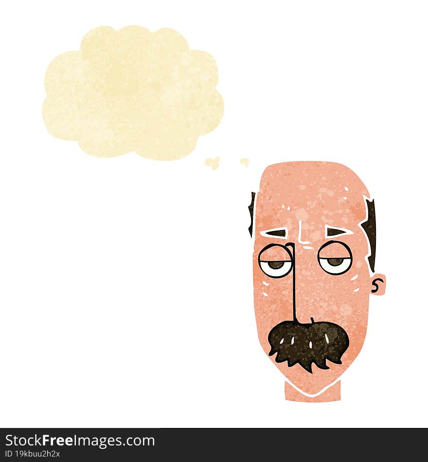 cartoon bored old man with thought bubble