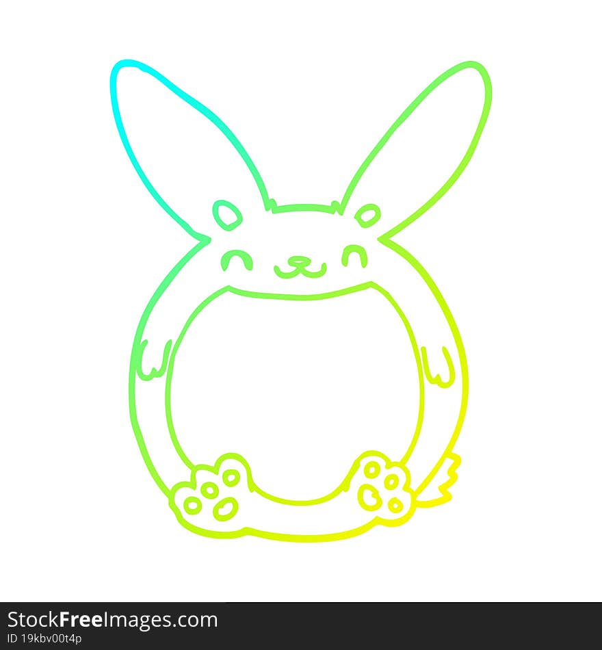 Cold Gradient Line Drawing Cartoon Rabbit