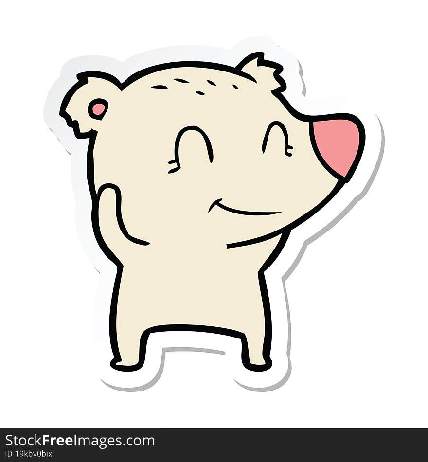 Sticker Of A Smiling Polar Bear Cartoon