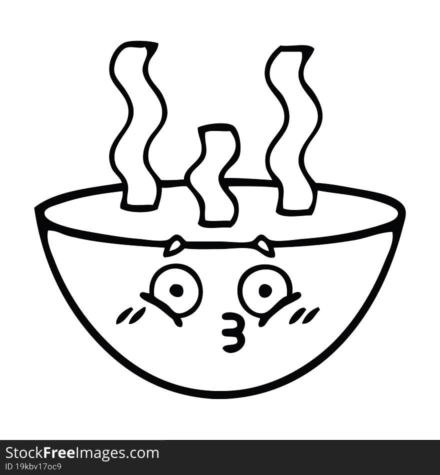 Line Drawing Cartoon Bowl Of Hot Soup