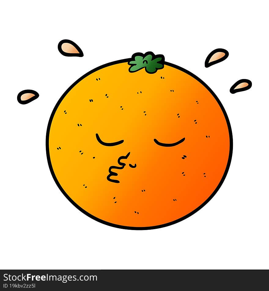 cartoon orange with face. cartoon orange with face