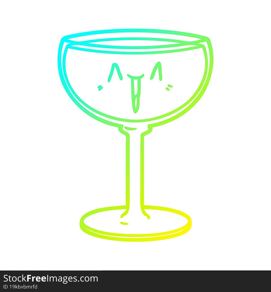 cold gradient line drawing cartoon glass of wine