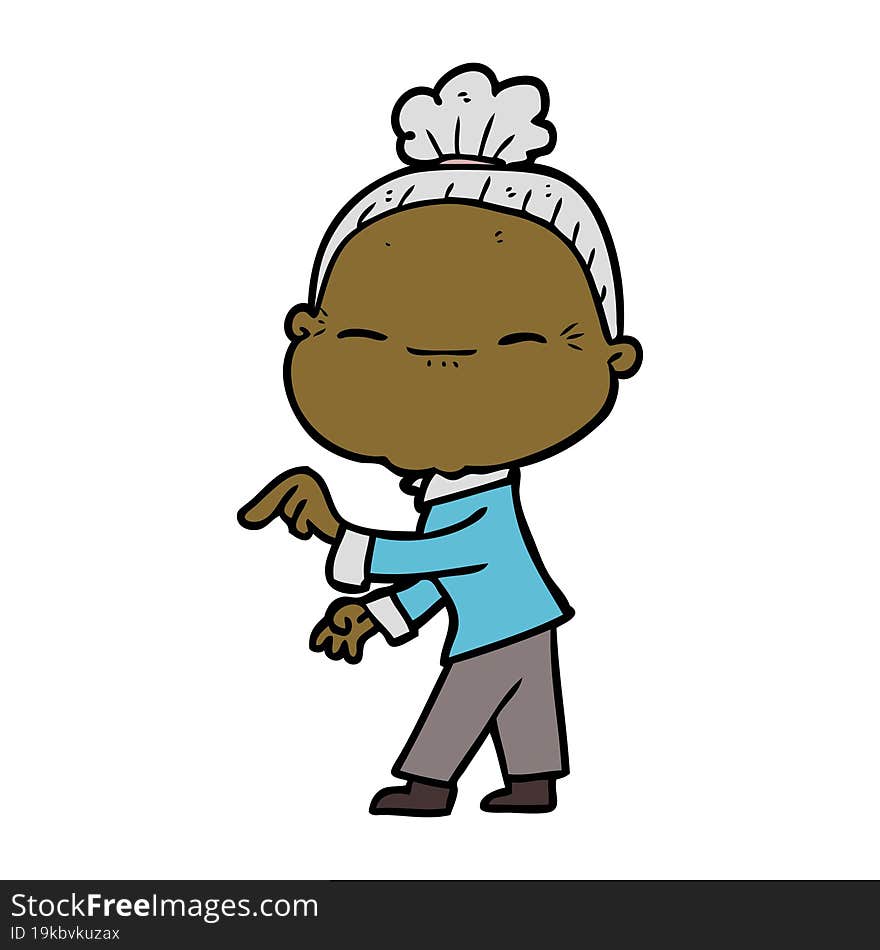 cartoon peaceful old woman. cartoon peaceful old woman