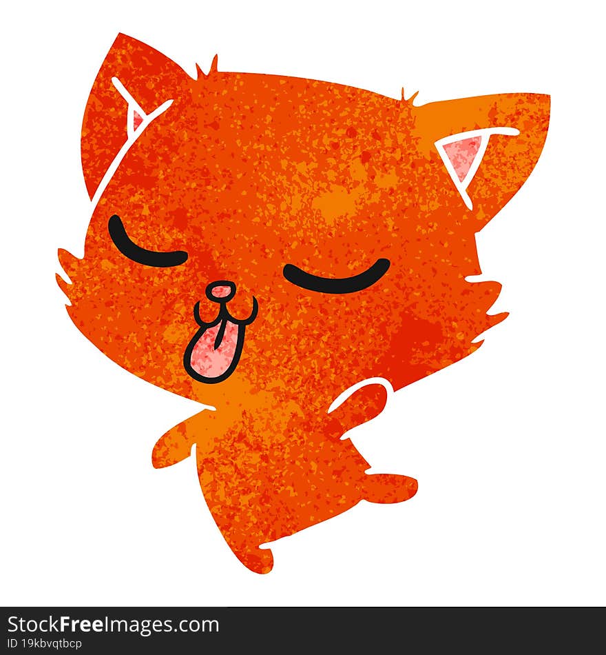 Retro Cartoon Of Cute Kawaii Cat