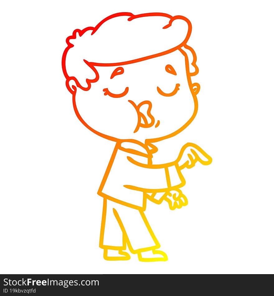 Warm Gradient Line Drawing Cartoon Man Talking