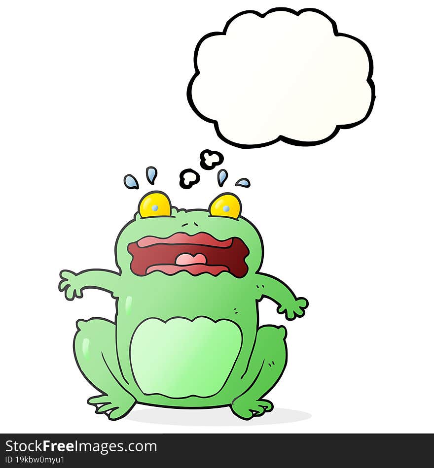 Thought Bubble Cartoon Funny Frightened Frog