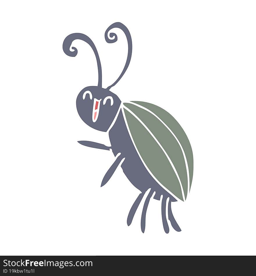 flat color style cartoon happy beetle