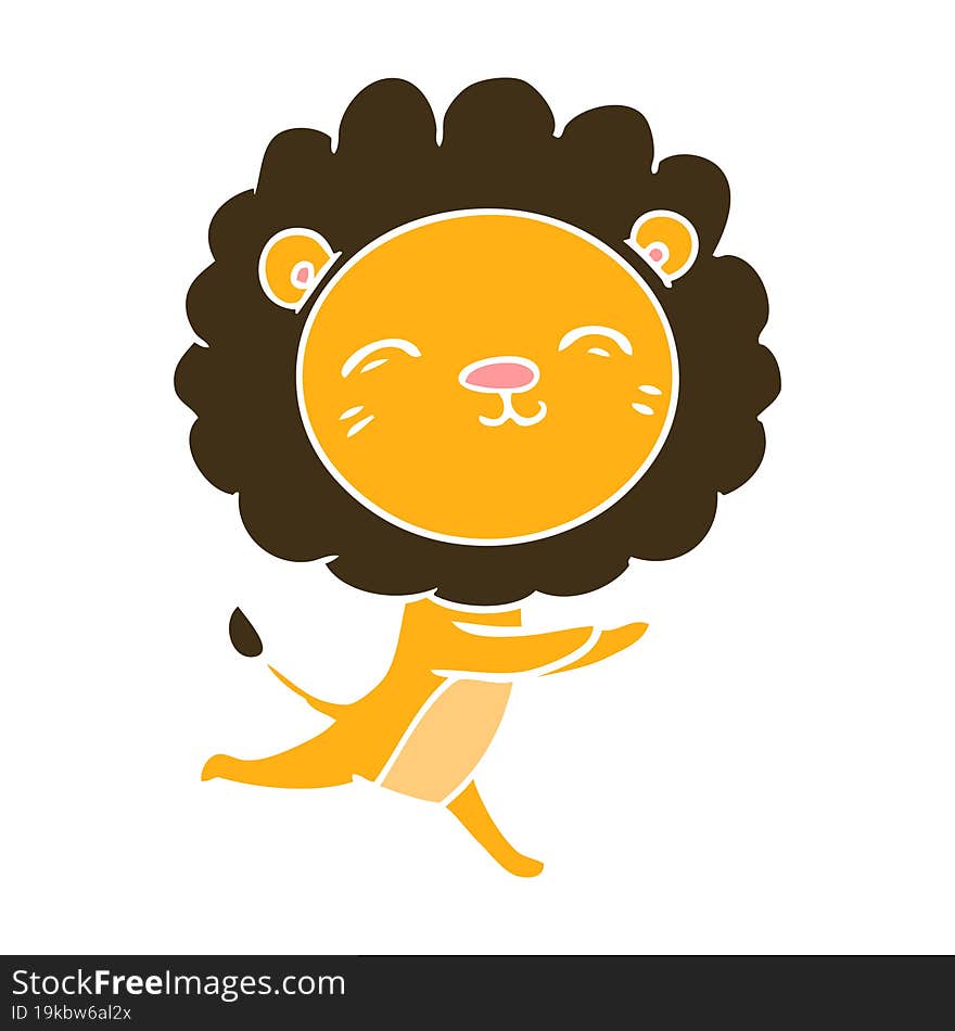 flat color style cartoon running lion