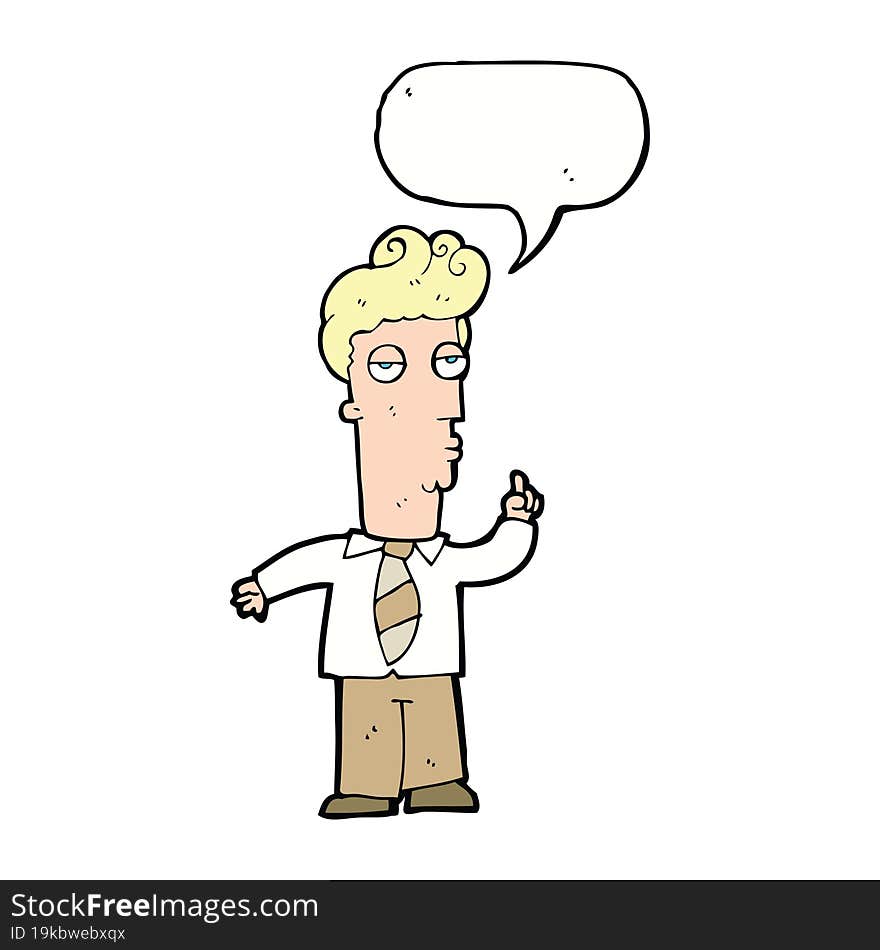 cartoon bored man asking question with speech bubble